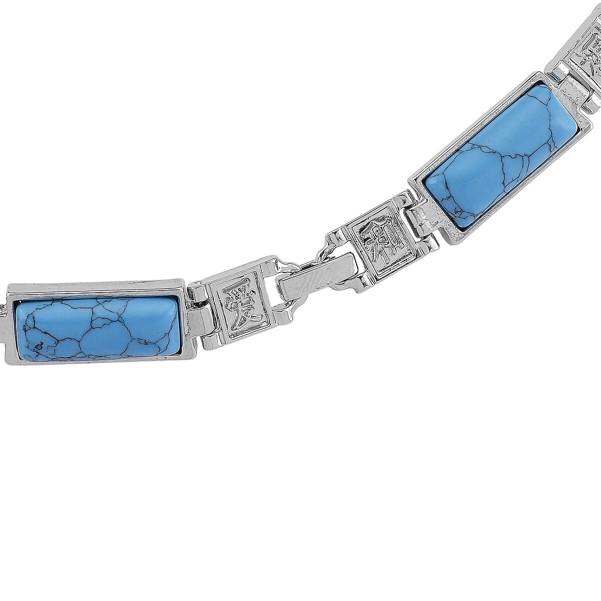 Blue Howlite 55.00 ctw Necklace in Silvertone 16.5 Inches image number 5