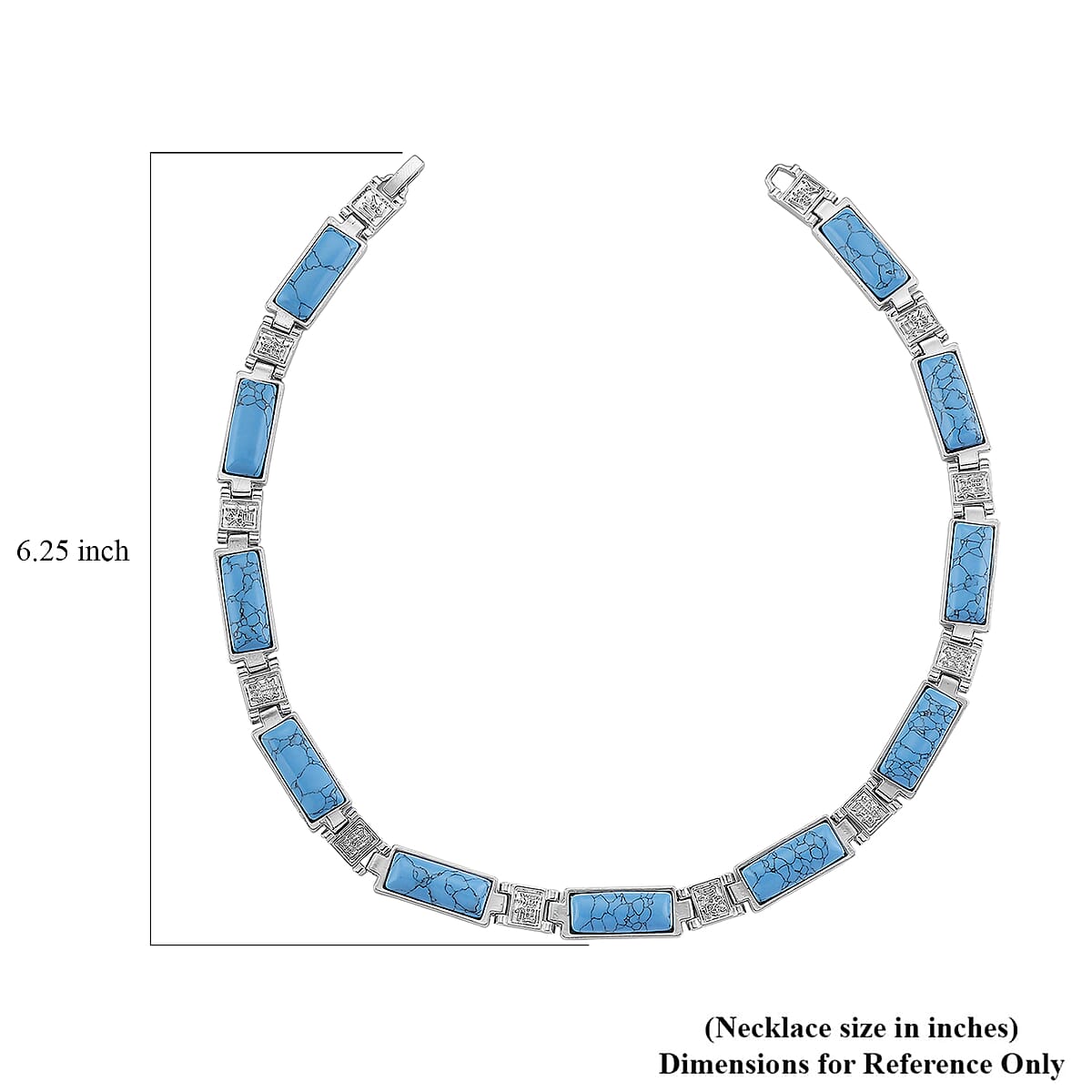 Blue Howlite 55.00 ctw Necklace in Silvertone 16.5 Inches image number 6