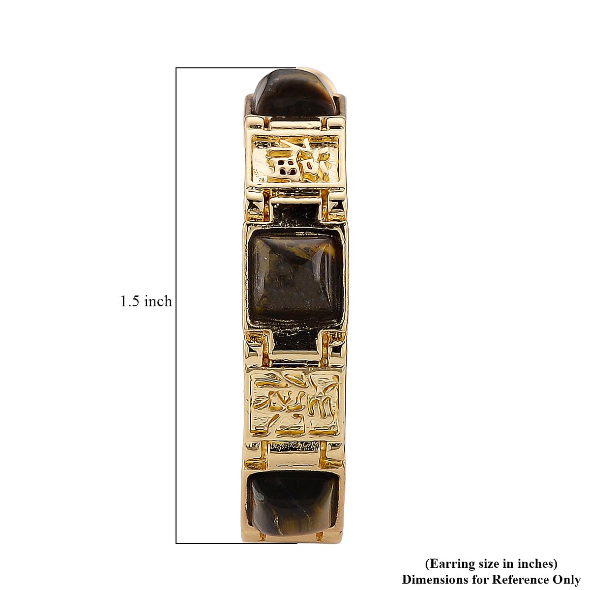 Yellow Tigers Eye 5.00 ctw Hoop Earrings in Goldtone image number 5