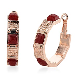 Cherry Quartz 5.00 ctw Hoop Earrings in Rosetone