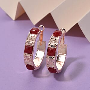 Cherry Quartz 5.00 ctw Hoop Earrings in Rosetone