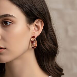 Cherry Quartz 5.00 ctw Hoop Earrings in Rosetone