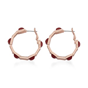 Cherry Quartz 5.00 ctw Hoop Earrings in Rosetone