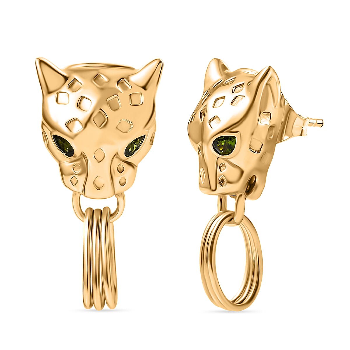 EverTrue Chrome Diopside 0.70 ctw Earrings in 18K YG Plated and ION Plated YG Stainless Steel