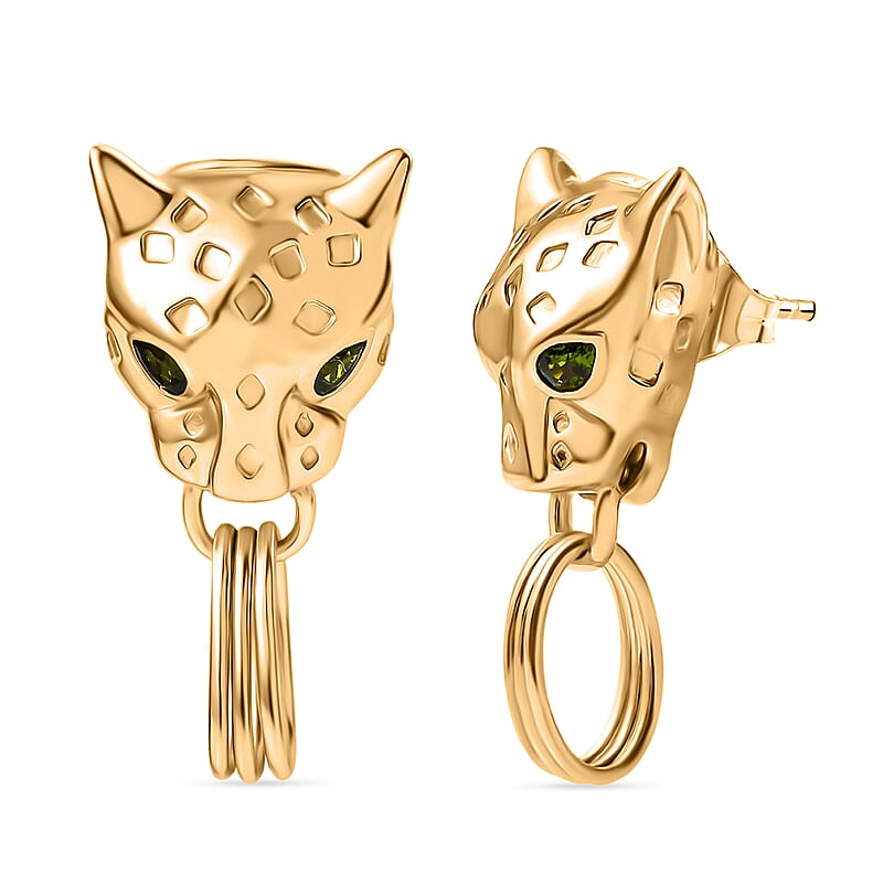 EverTrue Chrome Diopside 0.70 ctw Earrings in 18K YG Plated and ION Plated YG Stainless Steel