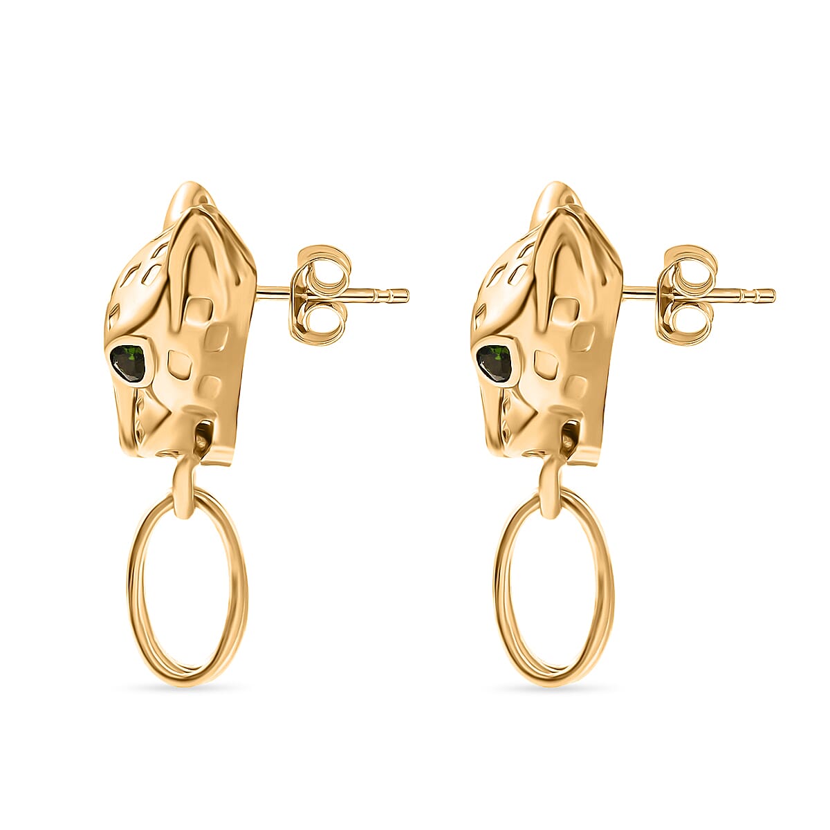 EverTrue Chrome Diopside 0.70 ctw Earrings in 18K YG Plated and ION Plated YG Stainless Steel image number 3