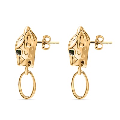EverTrue Chrome Diopside 0.70 ctw Earrings in 18K YG Plated and ION Plated YG Stainless Steel