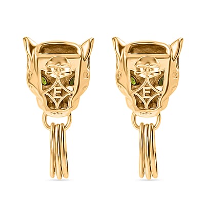 EverTrue Chrome Diopside 0.70 ctw Earrings in 18K YG Plated and ION Plated YG Stainless Steel