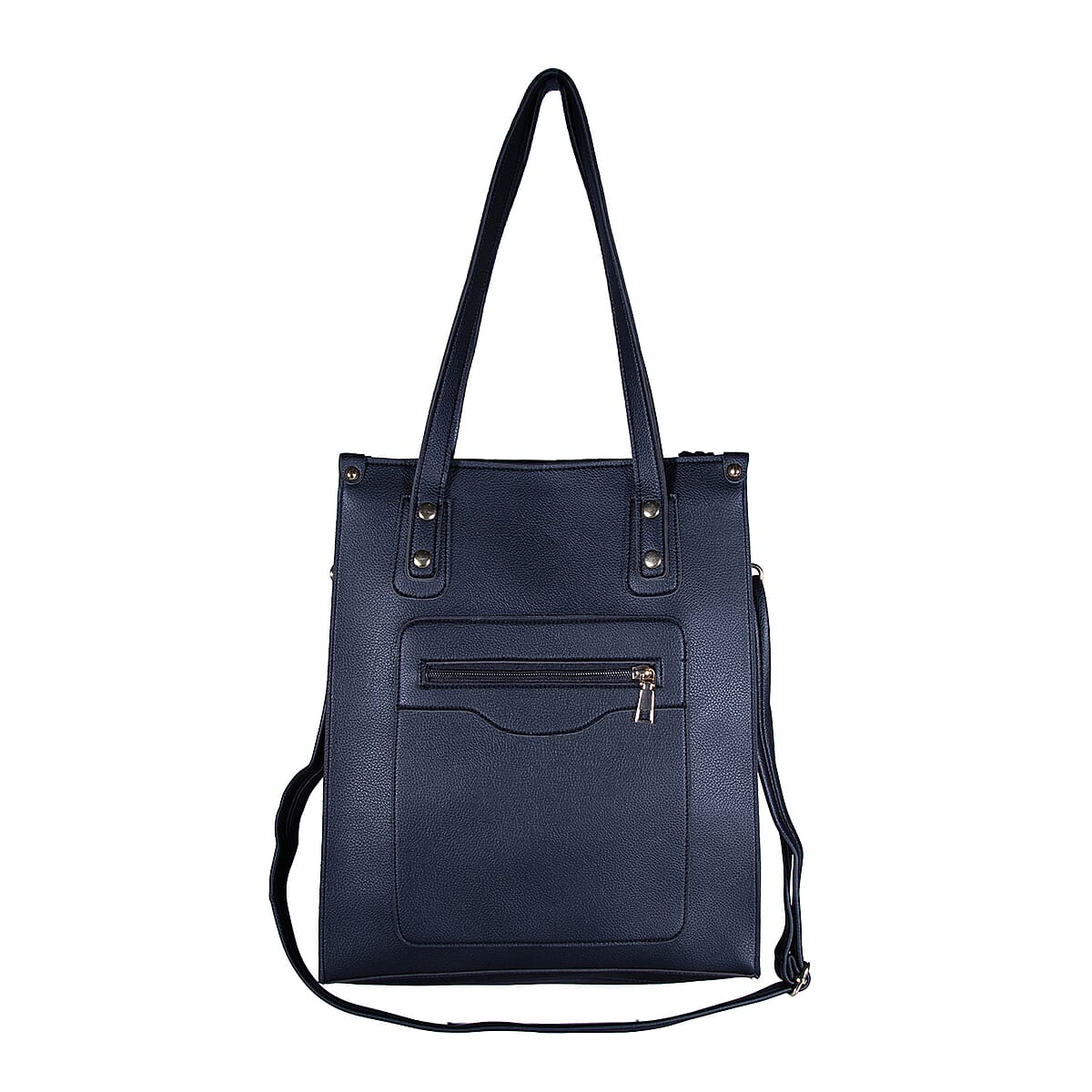 PASSAGE Black Faux Leather Vertical Tote Bag  image number 0