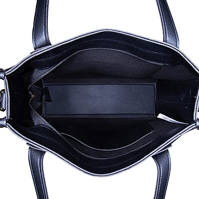 PASSAGE Black Faux Leather Vertical Tote Bag