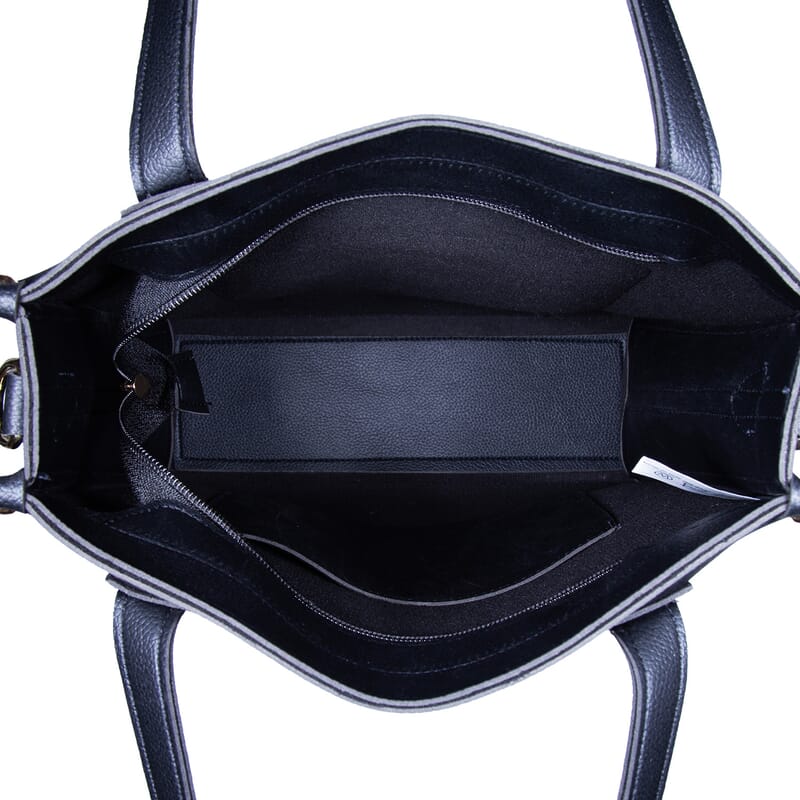 PASSAGE Black Faux Leather Vertical Tote Bag