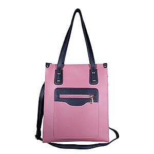 PASSAGE Brown Rose Faux Leather Vertical Tote Bag 