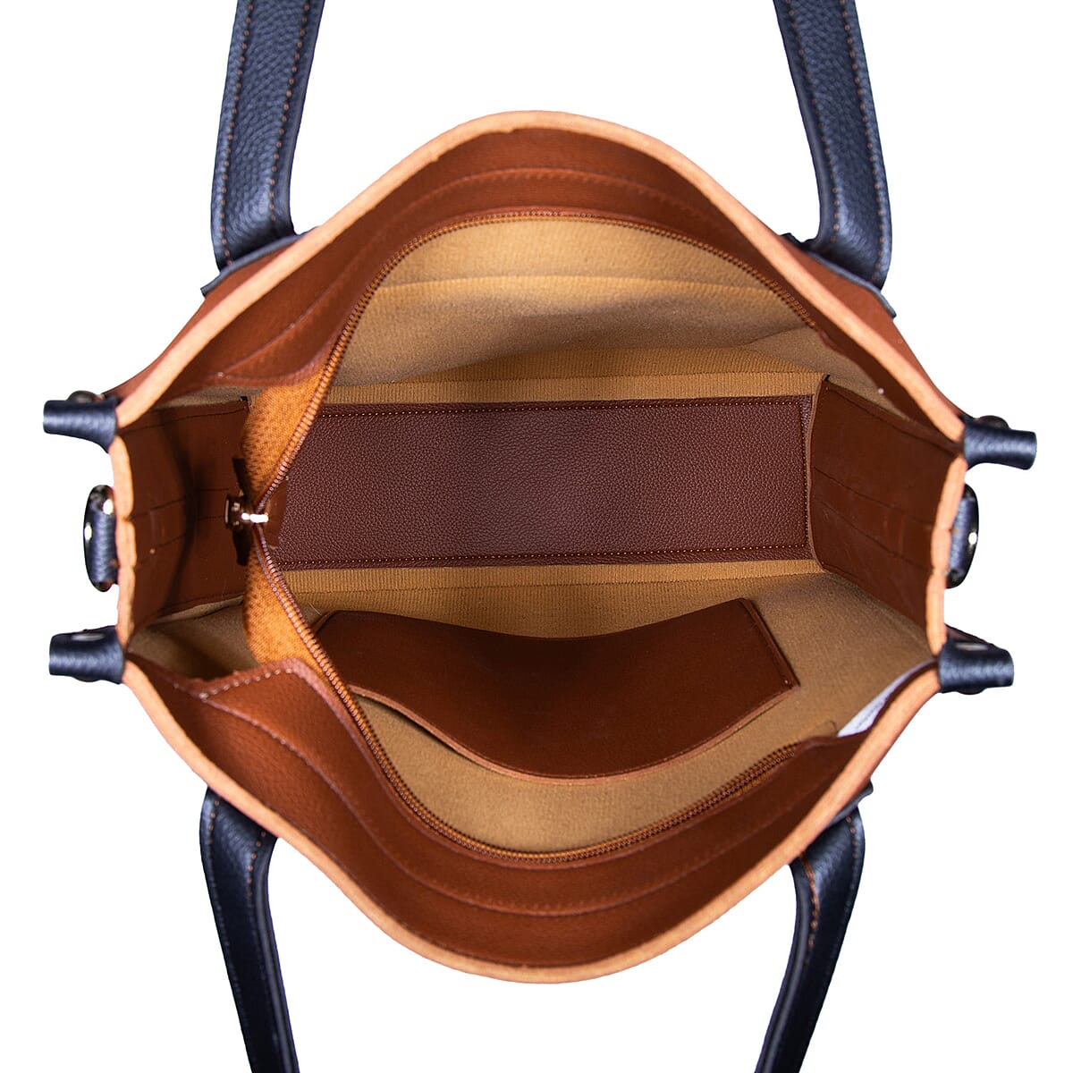 PASSAGE Brown Faux Leather Vertical Tote Bag image number 5