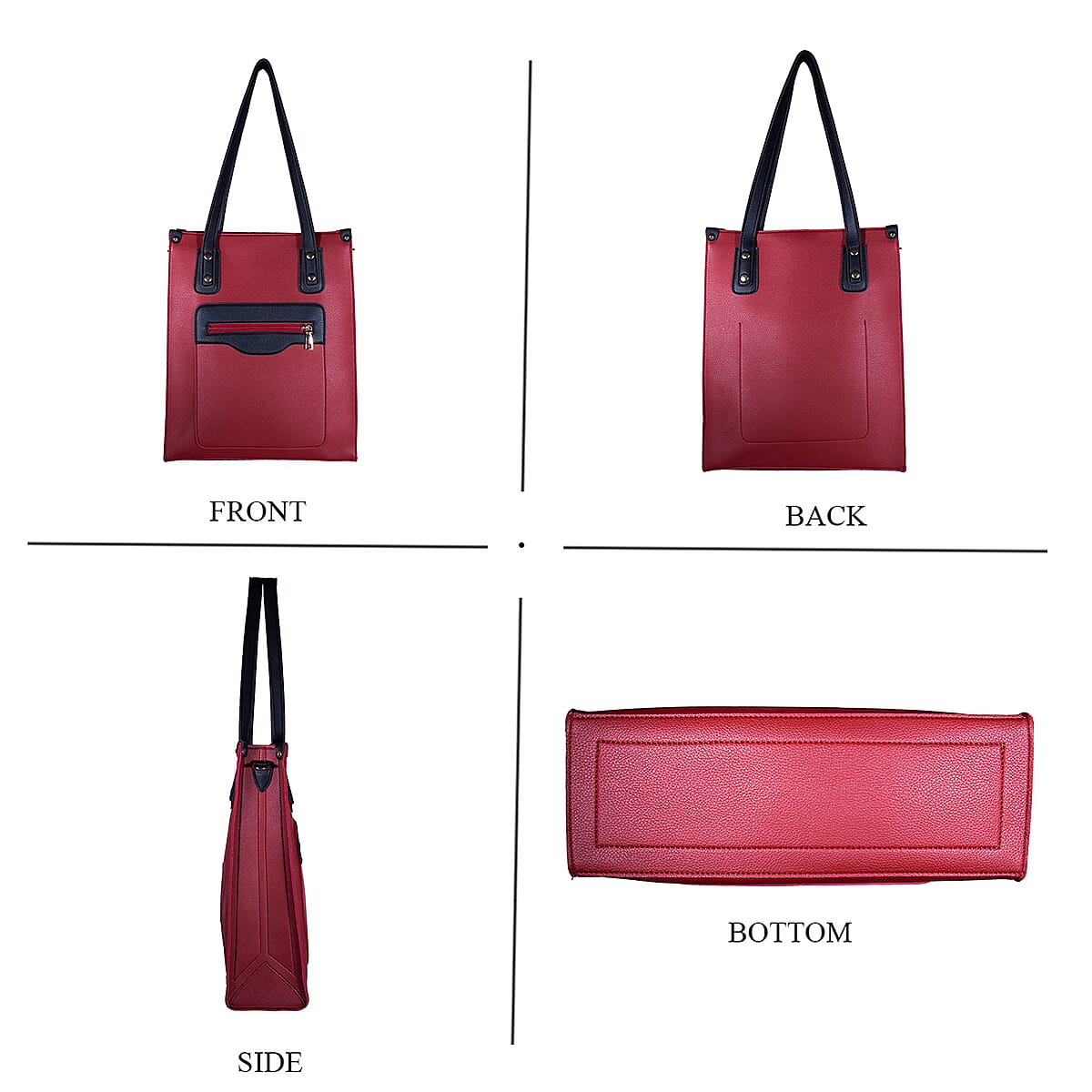 PASSAGE Red Faux Leather Vertical Tote Bag image number 3