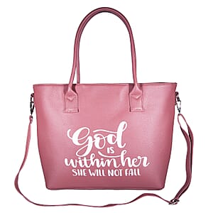 Passage Brown Rose Gold Is Within Her Print Faux Leather Tote Bag with Shoulder Strap