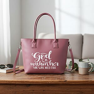 Passage Brown Rose Gold Is Within Her Print Faux Leather Tote Bag with Shoulder Strap