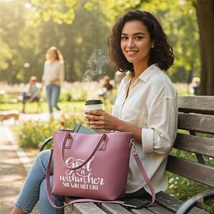 Passage Brown Rose Gold Is Within Her Print Faux Leather Tote Bag with Shoulder Strap