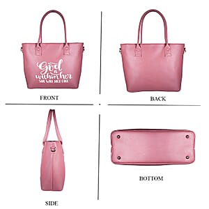 Passage Brown Rose Gold Is Within Her Print Faux Leather Tote Bag with Shoulder Strap