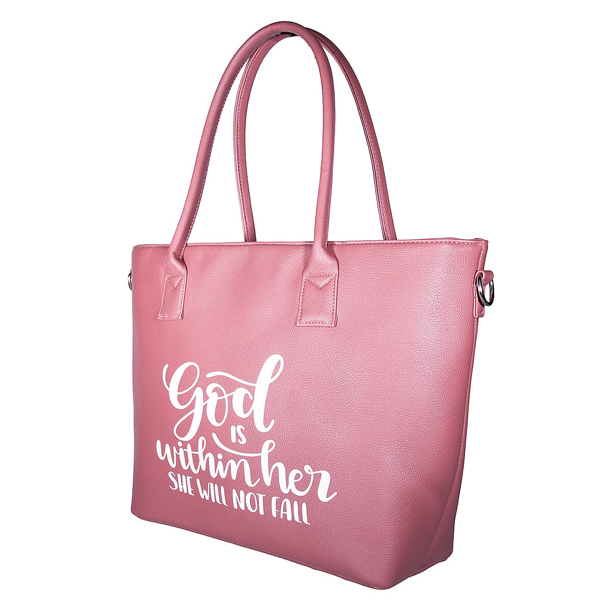 Passage Brown Rose Gold Is Within Her Print Faux Leather Tote Bag with Shoulder Strap image number 4