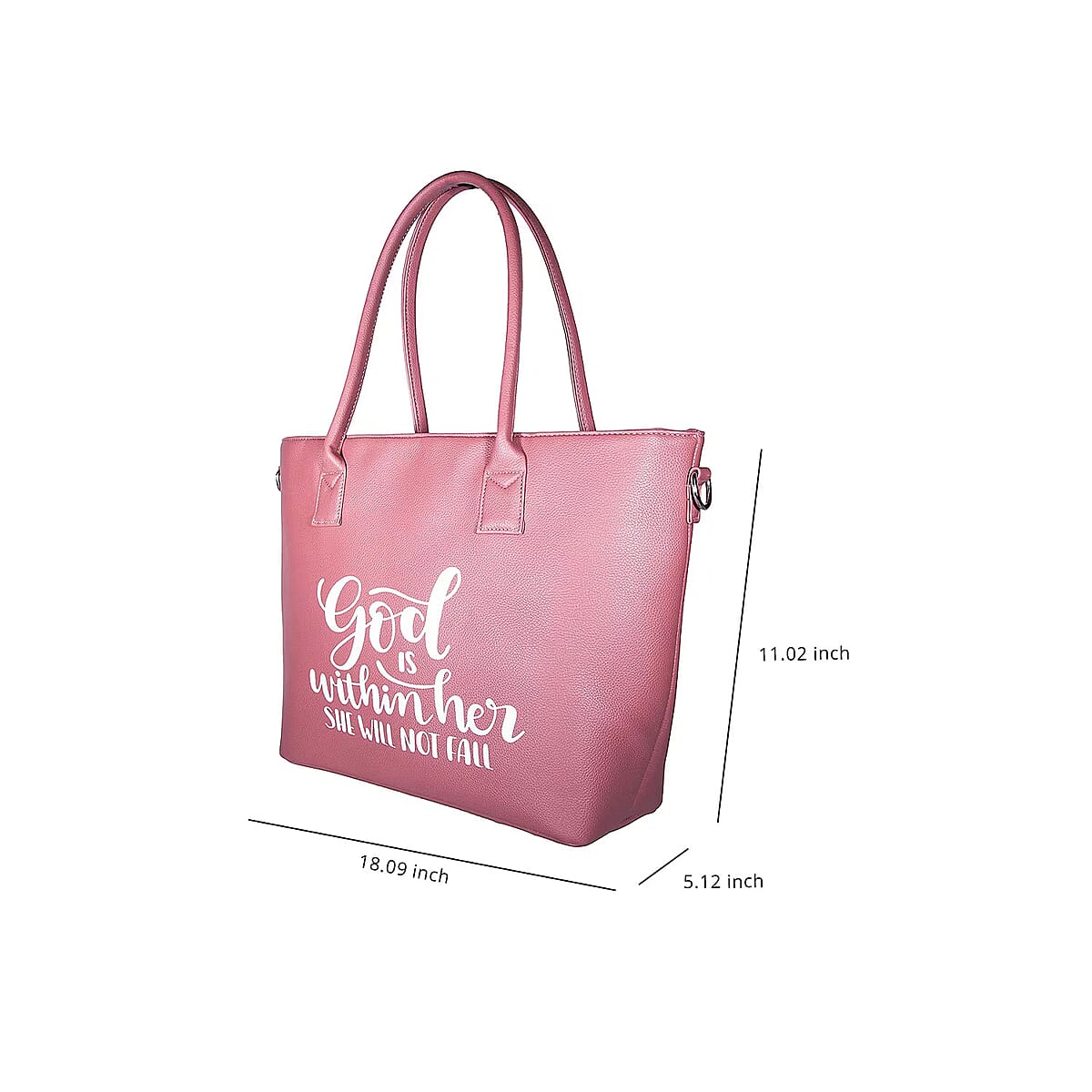 Passage Brown Rose Gold Is Within Her Print Faux Leather Tote Bag with Shoulder Strap image number 6