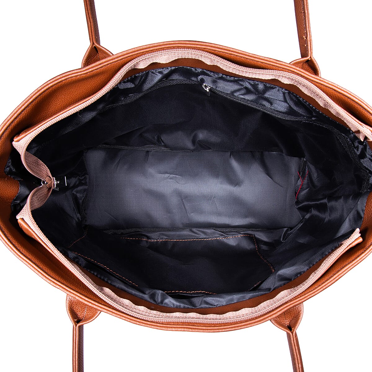 Passage Brown Jesus Print Faux Leather Tote Bag with Shoulder Strap image number 5