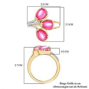 D'Joy Mulberry Moonstone and White Zircon 3.99 ctw Ring in Vermeil Yellow Gold Over Sterling Silver (Size 8)