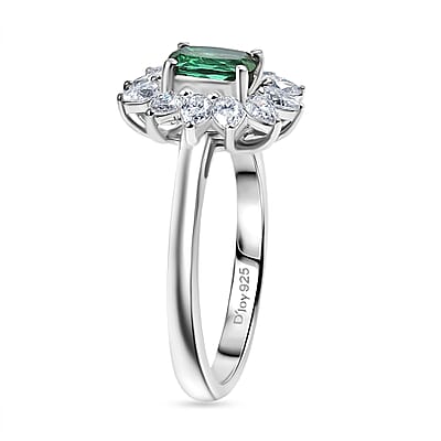 D'Joy Premium Santa Rosa Tourmaline and Moissanite 1.25 ctw Ring in Rhodium Over Sterling Silver (Size 6.0)