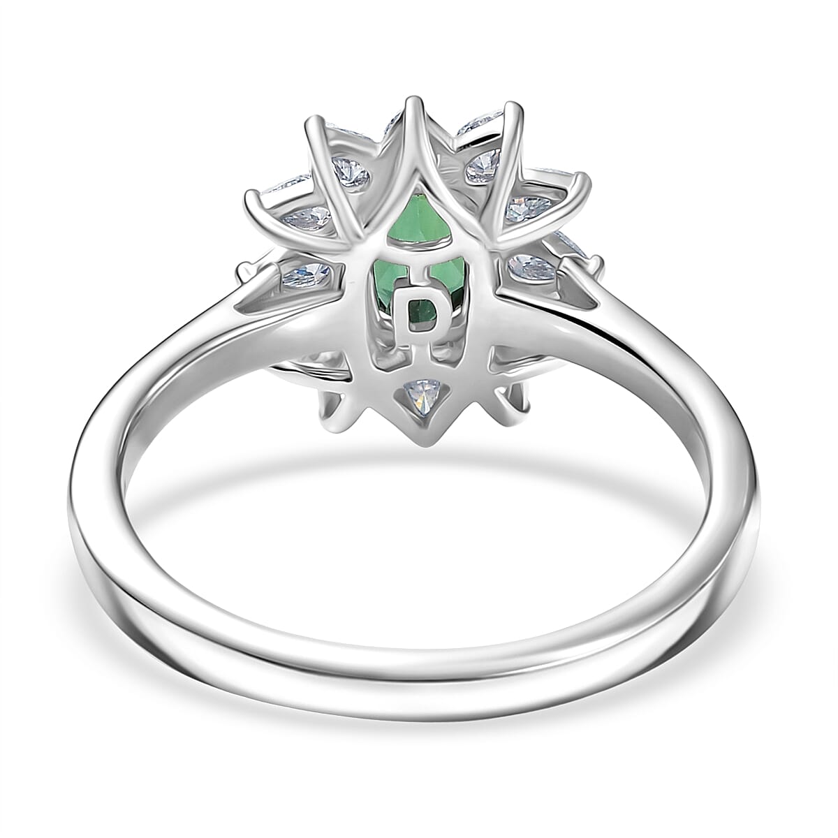 D'Joy Premium Santa Rosa Tourmaline and Moissanite 1.25 ctw Ring in Rhodium Over Sterling Silver (Size 6.0)