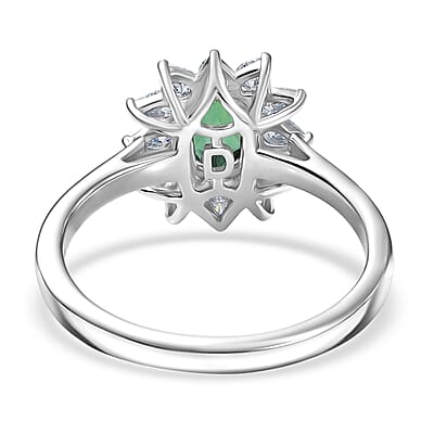 D'Joy Premium Santa Rosa Tourmaline and Moissanite 1.25 ctw Ring in Rhodium Over Sterling Silver (Size 6.0)