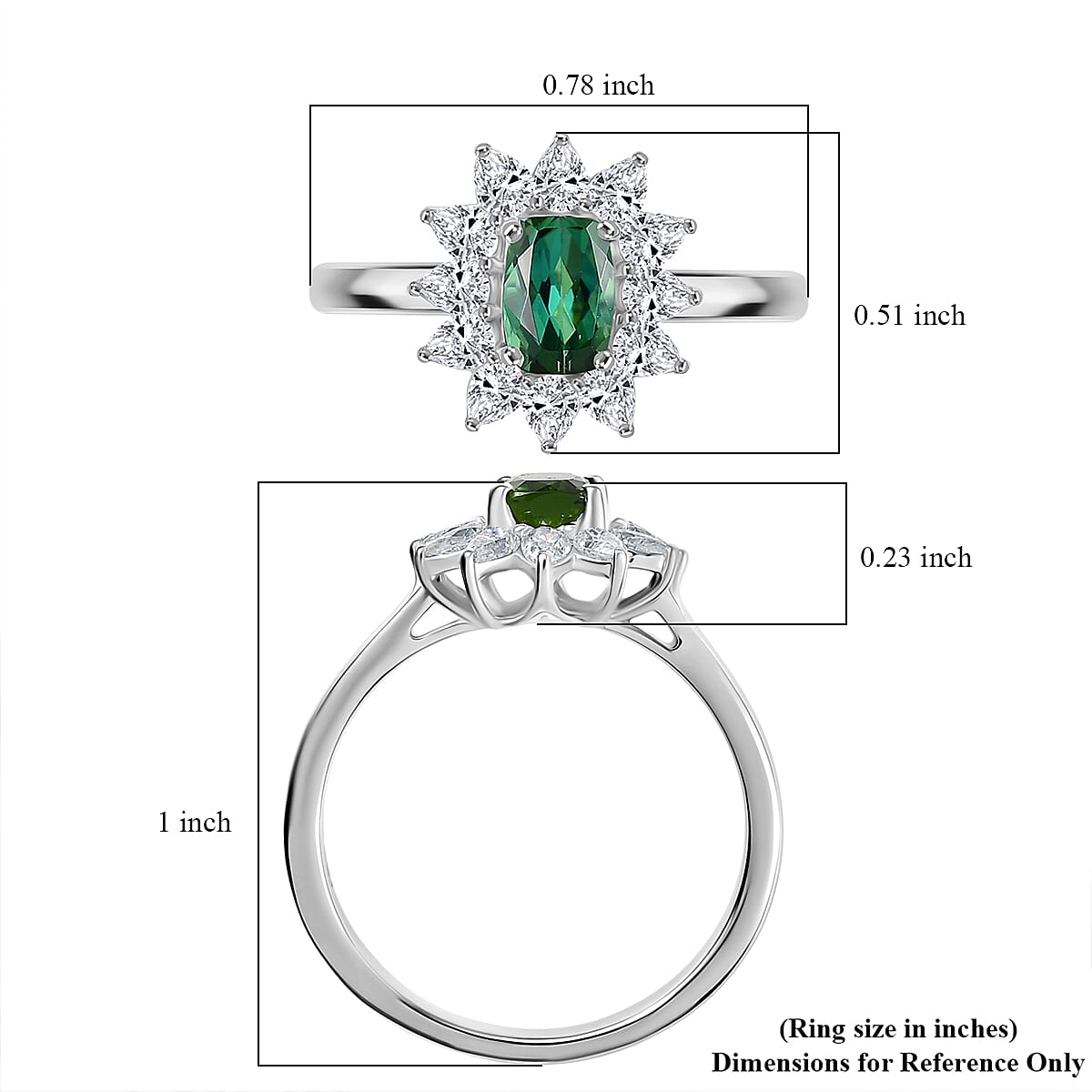 D'Joy Premium Santa Rosa Tourmaline and Moissanite 1.25 ctw Ring in Rhodium Over Sterling Silver (Size 6.0)