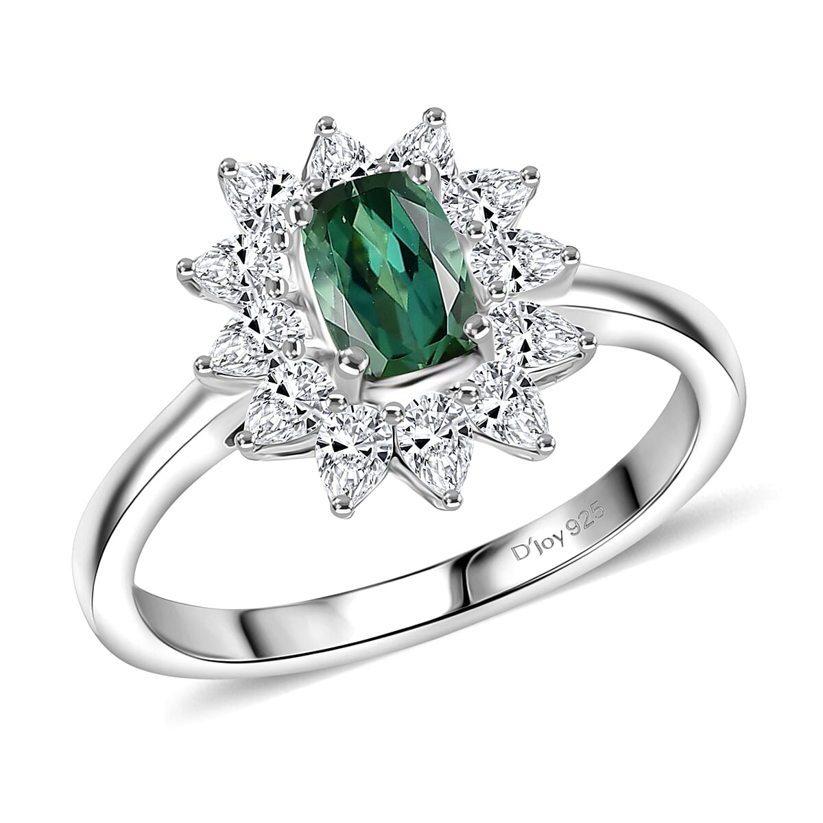D'Joy Premium Santa Rosa Tourmaline and Moissanite 1.25 ctw Ring in Rhodium Over Sterling Silver (Size 8.0) image number 0