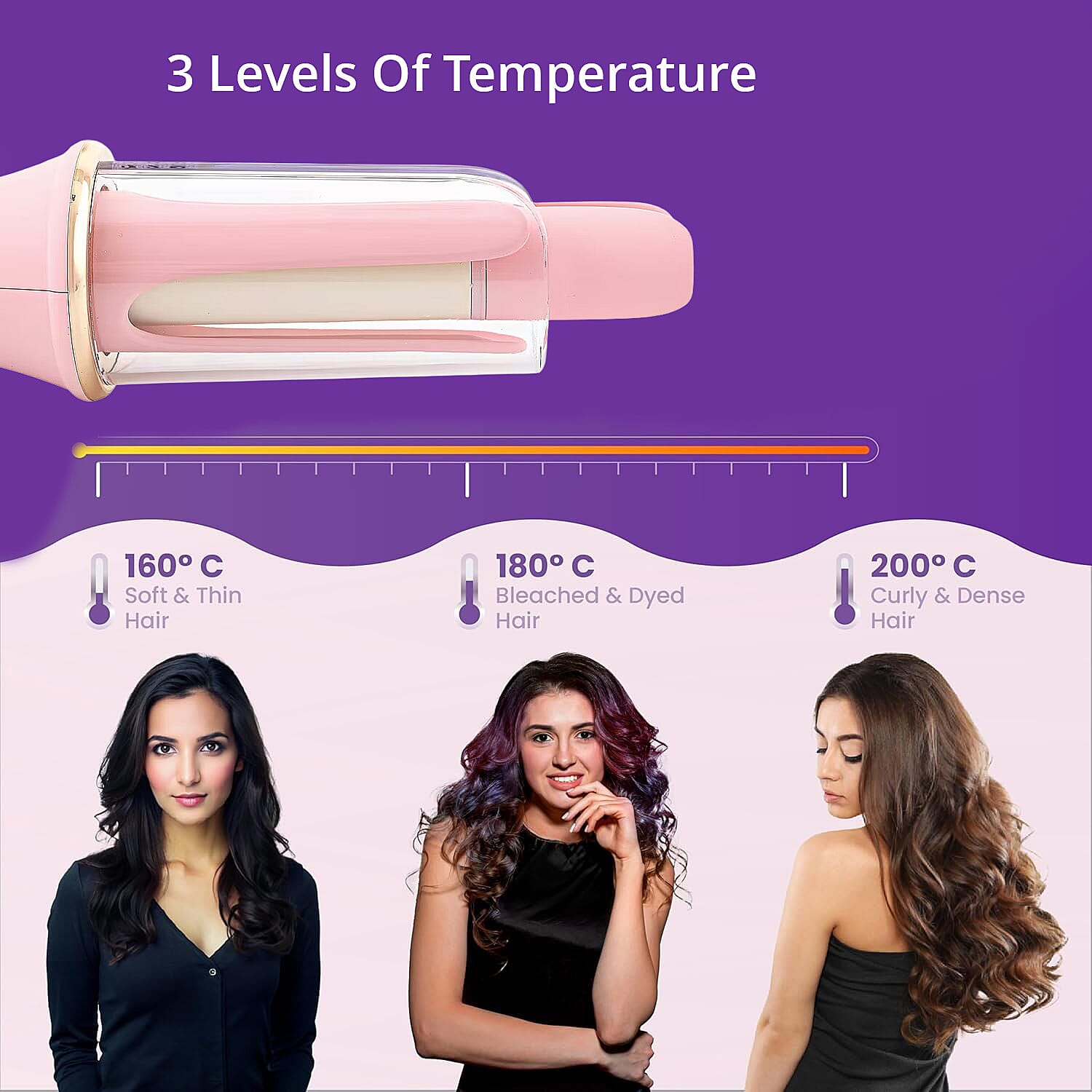 Hair Culer Curling Iron - Pink
