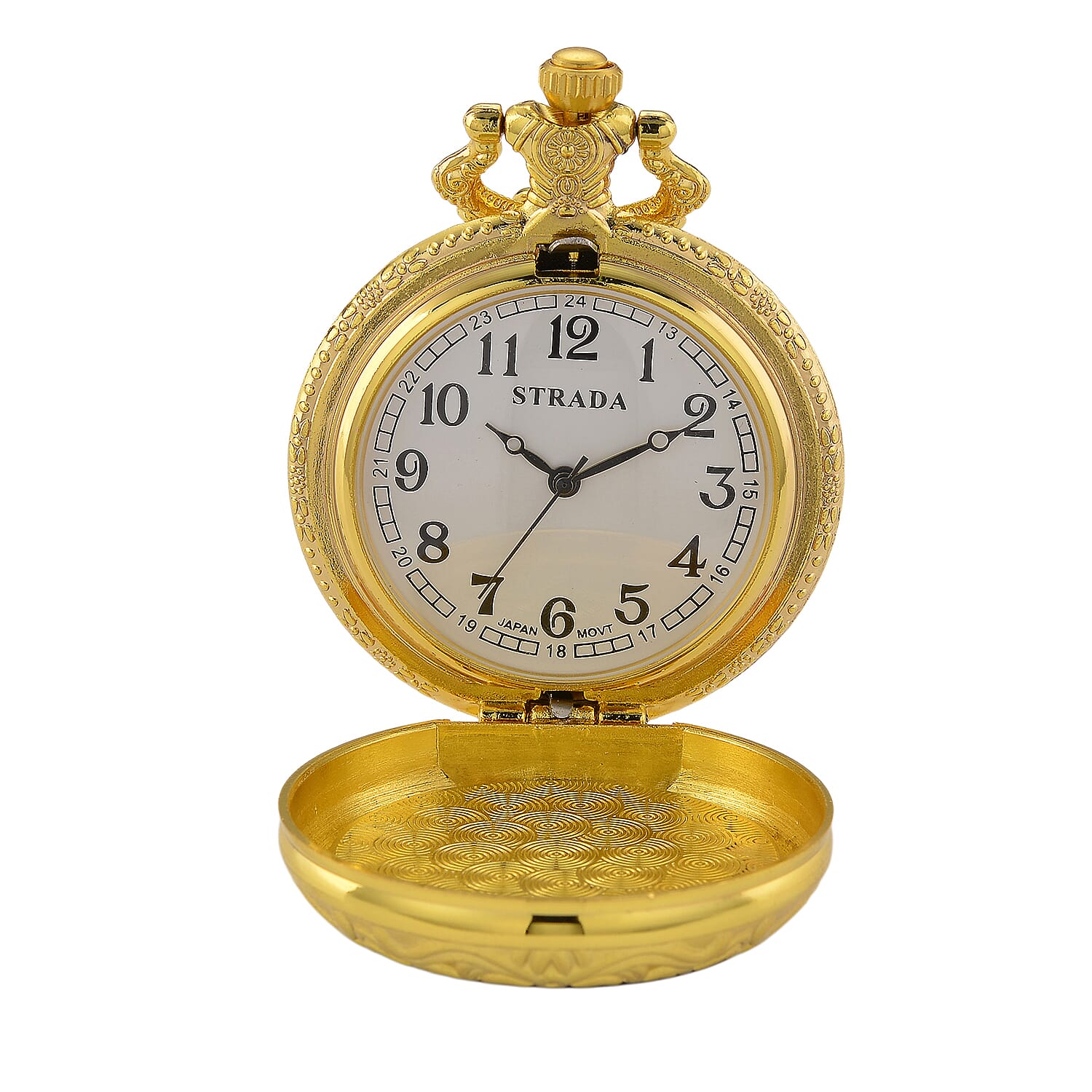 Strada Lapis Lazuli Japanese Movement Rose Pattern Watch in Goldtone 5.00 ctw