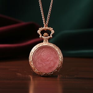 Strada Rose Quartz Japanese Movement Rose Pattern Watch in Rosetone 5.00 ctw