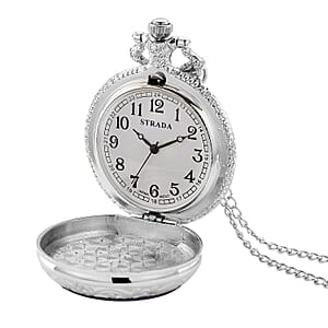 Strada Yellow Tigers Eye Japanese Movement Rose Pattern Watch in Silvertone 5.00 ctw