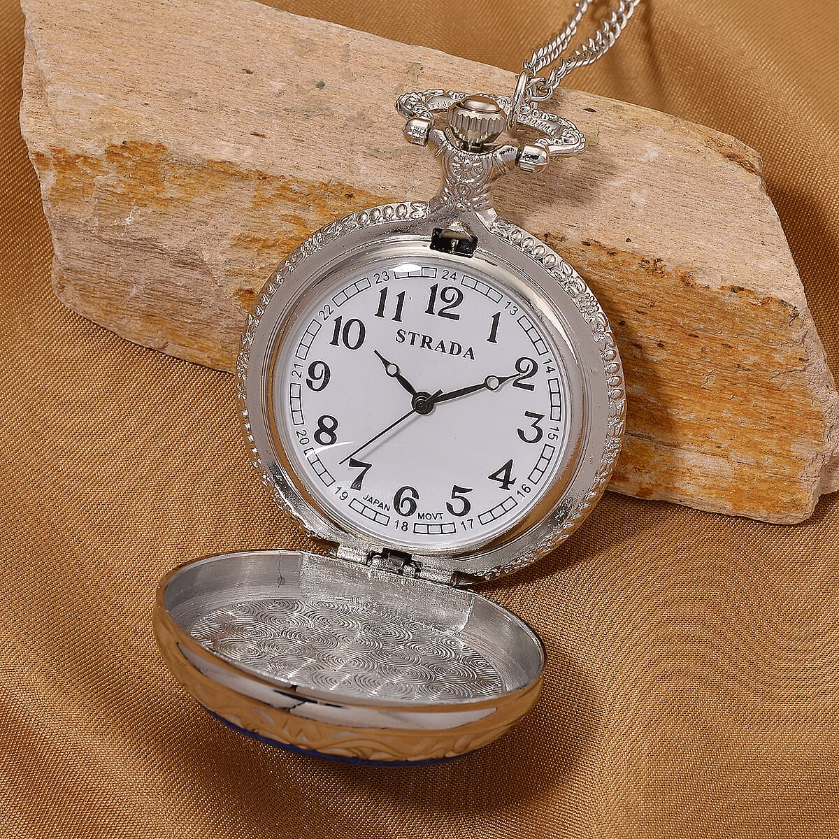 Strada Yellow Tigers Eye Japanese Movement Rose Pattern Watch in Silvertone 5.00 ctw image number 1