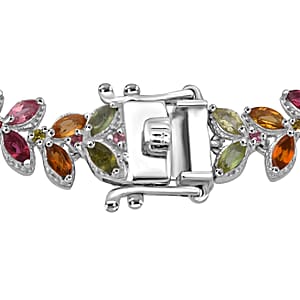 GP Trionfo Collection Premium Multi-Tourmaline 10.65 ctw Butterfly Pastel Bracelet in Rhodium Over Sterling Silver (6.50 In)
