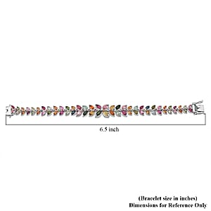 GP Trionfo Collection Premium Multi-Tourmaline 10.65 ctw Butterfly Pastel Bracelet in Rhodium Over Sterling Silver (6.50 In)