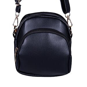 Passage Black Faux Leather Mini Crossbody Bag