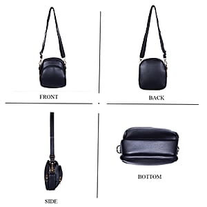 Passage Black Faux Leather Mini Crossbody Bag
