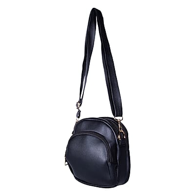 Passage Black Faux Leather Mini Crossbody Bag