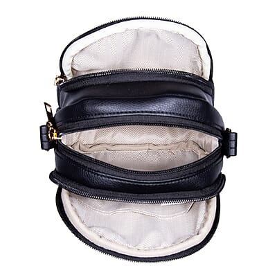 Passage Black Faux Leather Mini Crossbody Bag