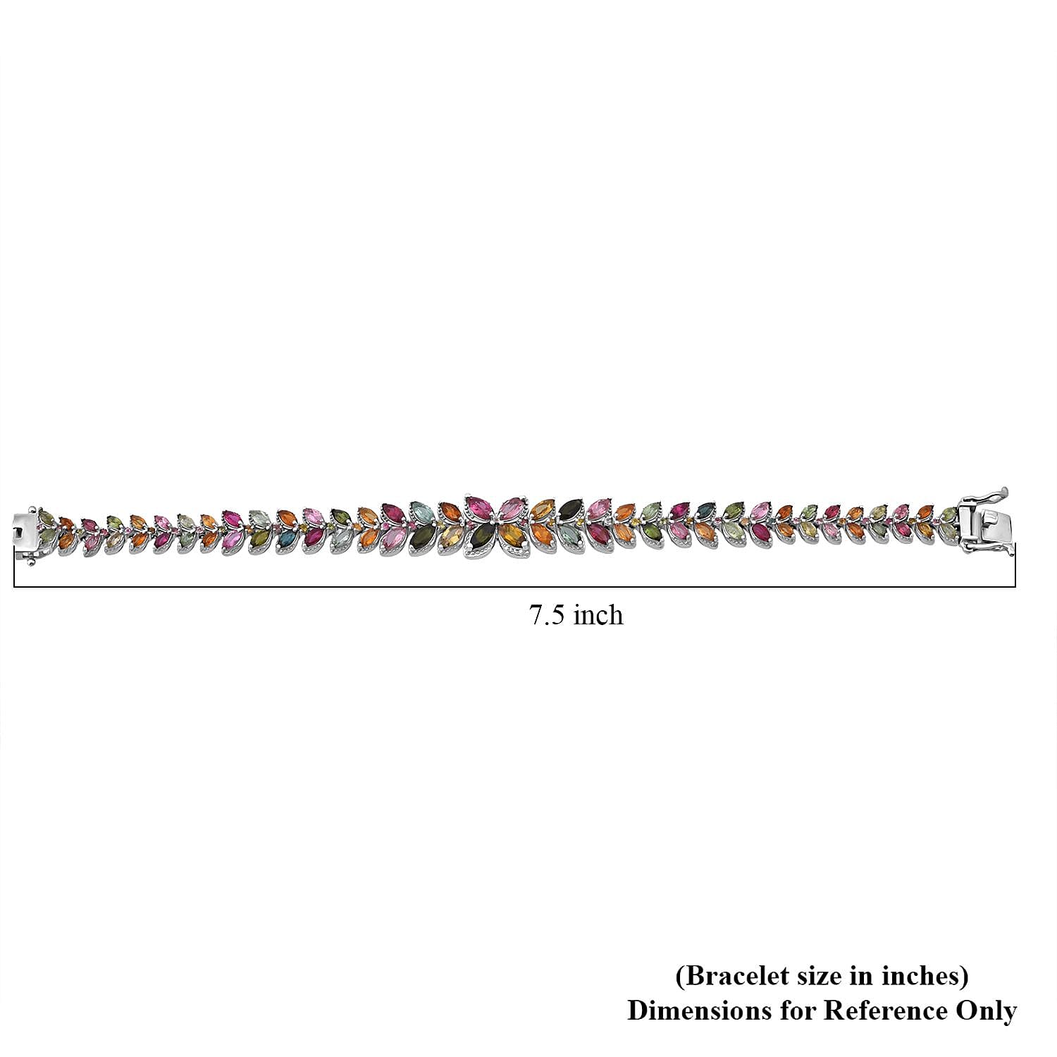 GP Trionfo Collection Premium Multi-Tourmaline 11.20 ctw Butterfly Pastel Bracelet in Rhodium Over Sterling Silver (7.25 In)