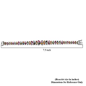 GP Trionfo Collection Premium Multi-Tourmaline 11.20 ctw Butterfly Pastel Bracelet in Rhodium Over Sterling Silver (7.25 In)