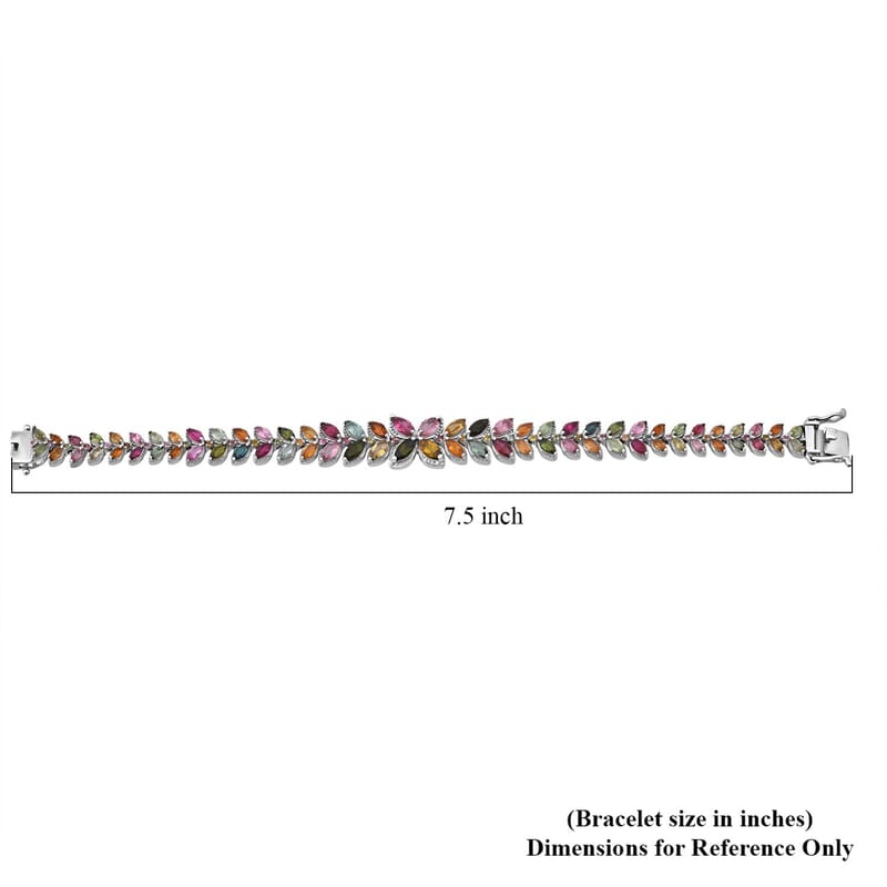 GP Trionfo Collection Premium Multi-Tourmaline 11.20 ctw Butterfly Pastel Bracelet in Rhodium Over Sterling Silver (7.25 In)
