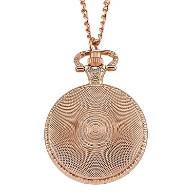 Strada Rotating Green Murano Style Japanese Movement Pocket Watch with Chain (36 Inches) in Rosetone