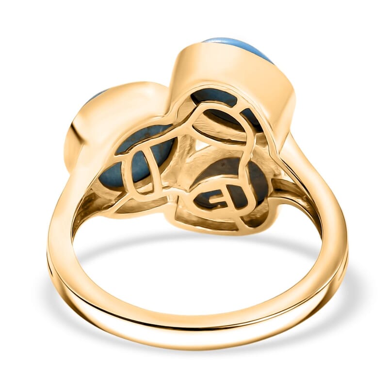 EverTrue Mojave Blue Turquoise 4.50 ctw Ring in 18K YG Plated (Size 5.5)