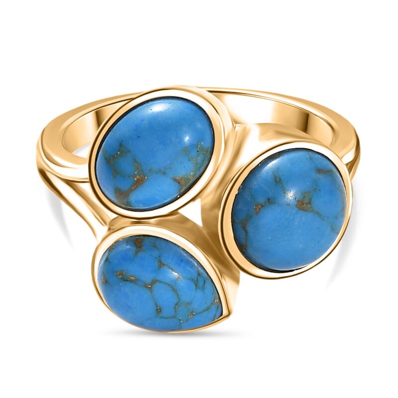EverTrue Mojave Blue Turquoise 4.50 ctw Ring in 18K YG Plated (Size 6.5)