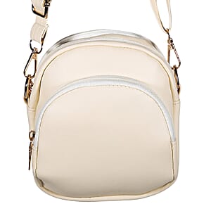 Passage Light Cream Faux Leather Mini Crossbody Bag