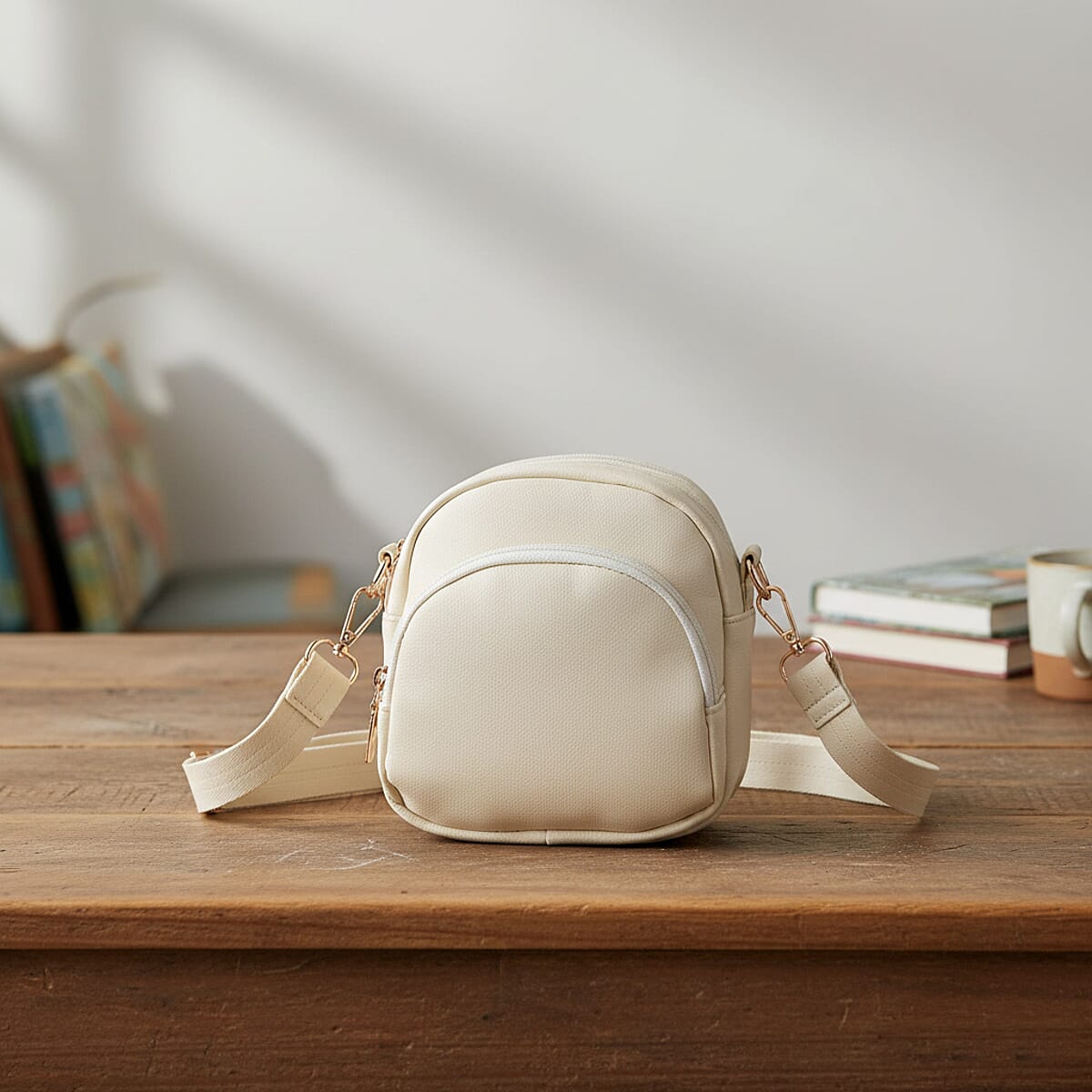 Passage Light Cream Faux Leather Mini Crossbody Bag image number 1